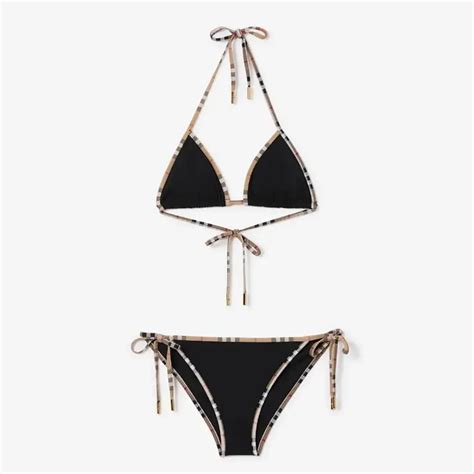 black burberry bikini|Check Trim Triangle Bikini in Black .